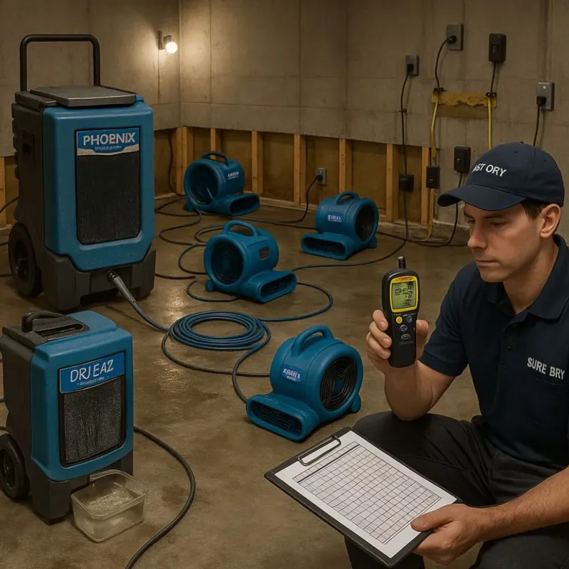 Structural Drying and Dehumidification process in San Anselmo, CA